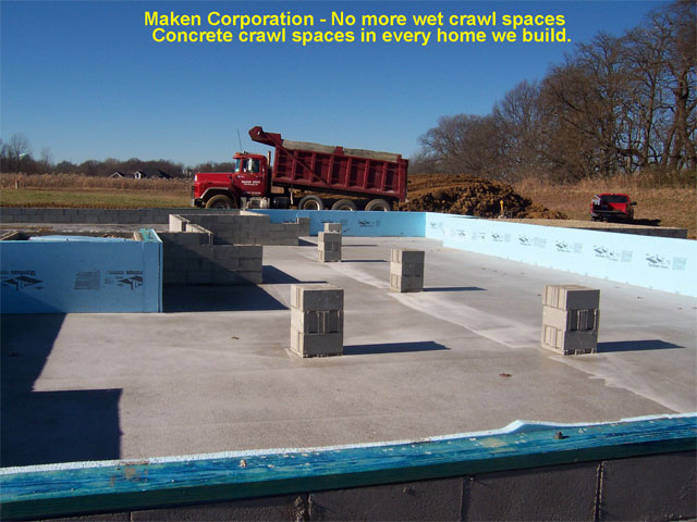 No More wet crawl spaces - concrete crawl spaces in every home we build